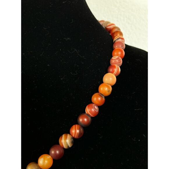 Handmade Orange Agate Necklace, 21.5 inches, Adjustable, With a Silver Extender - Picture 2 of 6